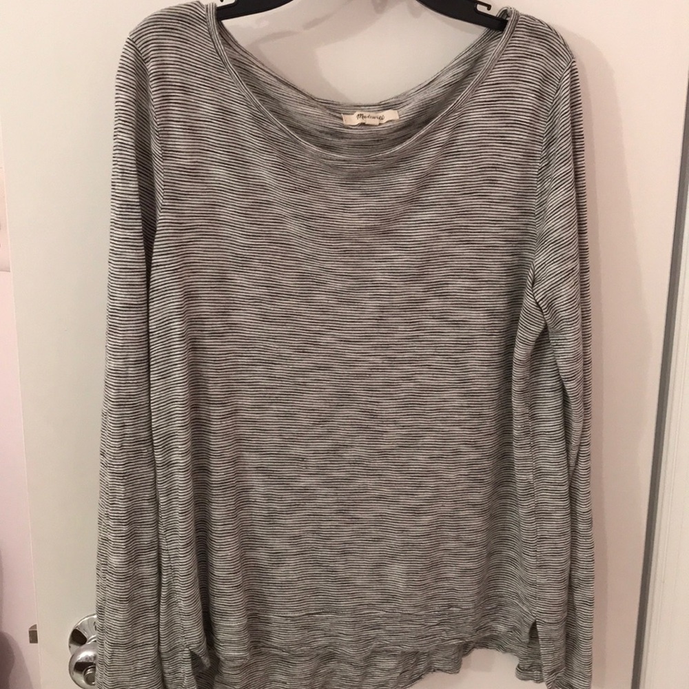 Blue and grey striped long sleeve Madewell tee